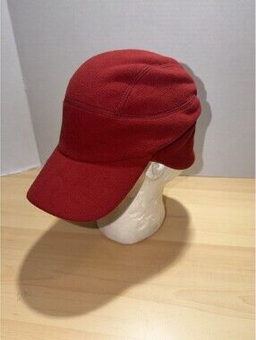 Duluth Trading Hat Size Small/Medium Ear Flaps Red Fleece Cap Workwear Chore